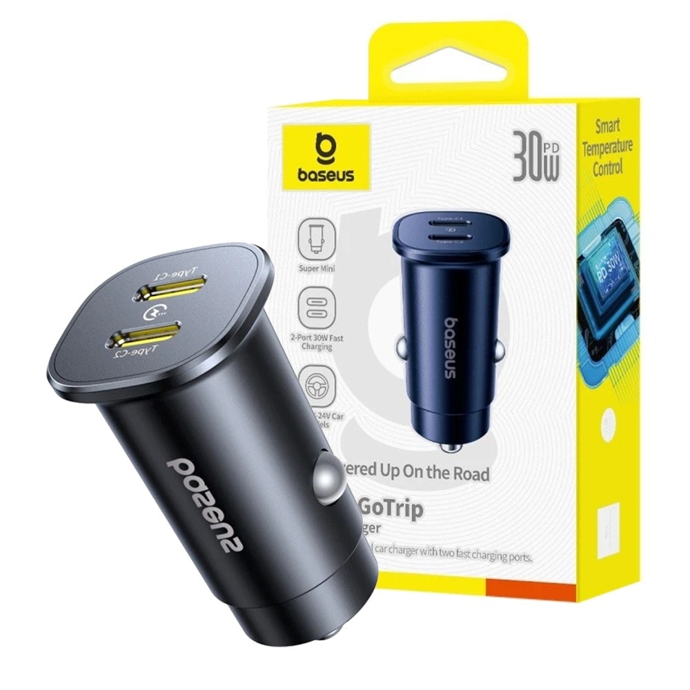 Baseus GoTrip DP1 Car Charger C+C 30W – Cosmic Black