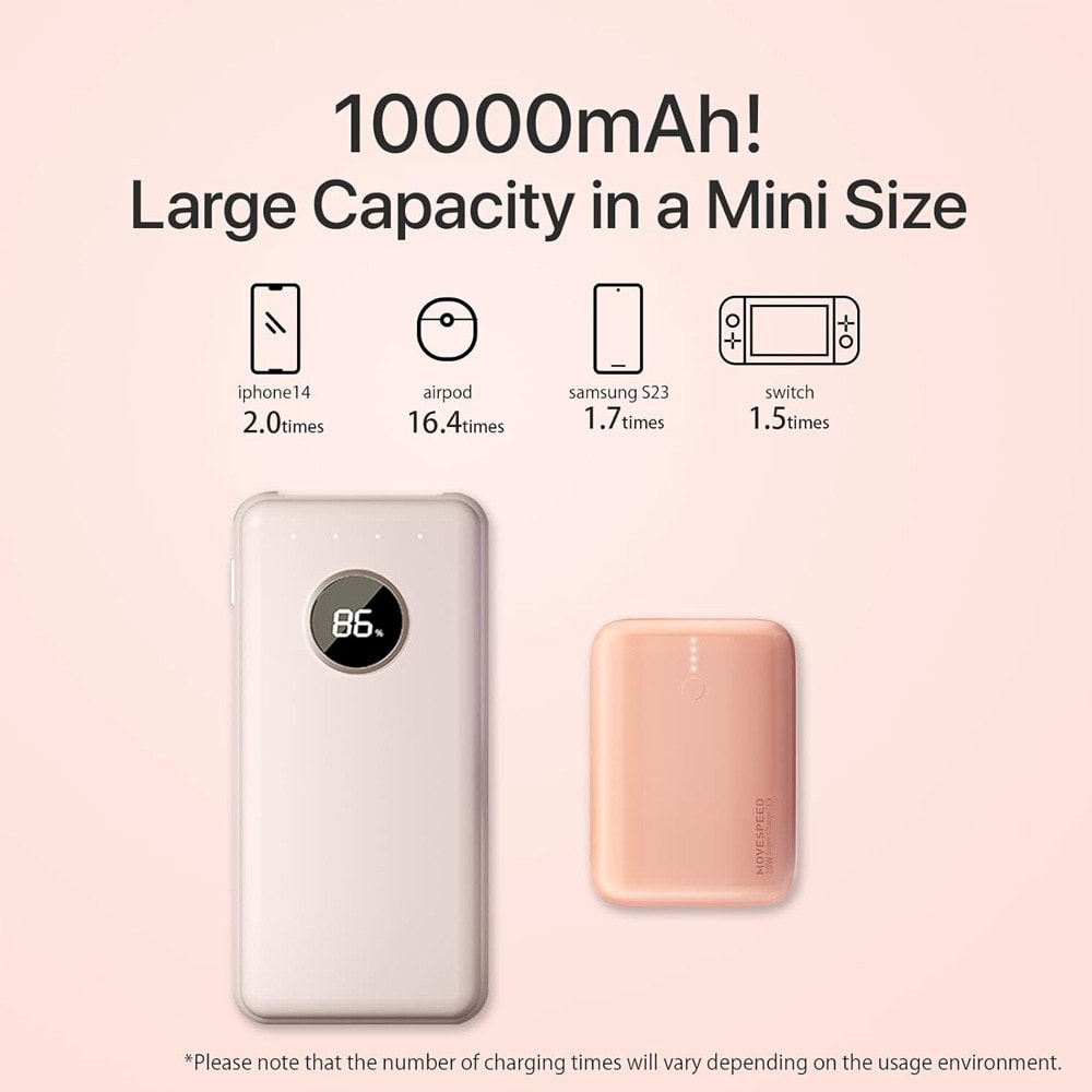 MOVE SPEED Portable Charger Mini Cute Power Bank 10000mAh 22.5W