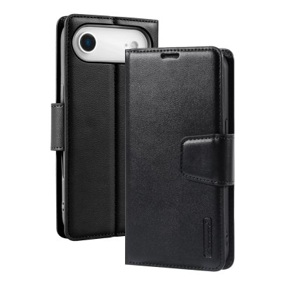 Hanman PU Flip Leather Wallet Cover Case for iPhone 17 Air-Black