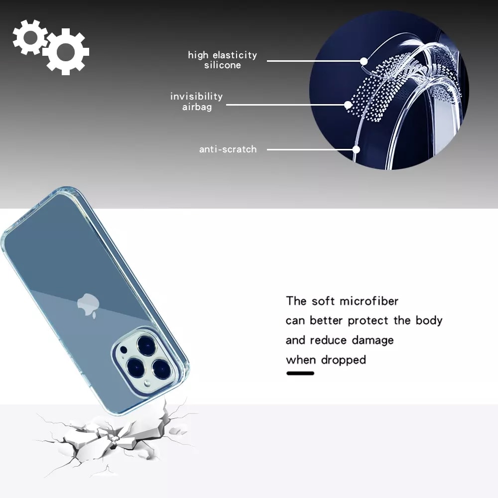 High Quality TPU+PC Hybrid Transparent Case for iPhone 14 Pro