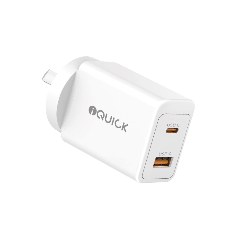 iQuick GaN II 45W PD3.0+QC3.0 Dual Ports Charging Adapter-White