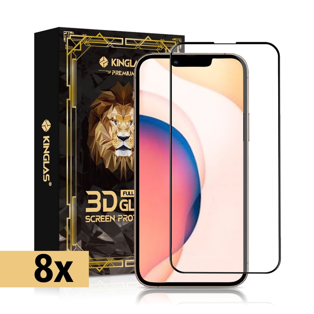 8 Packs Full Coverage Tempered Glass Screen Protector For iPhone 13 Pro Max / 14 Max