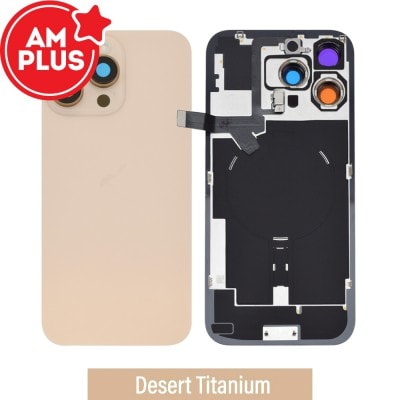 AMPLUS Rear Cover Glass with Camera Lens Glass and Wireless Flex for iPhone 16 Pro Max-Desert Titanium