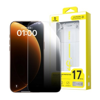 Baseus Crystal Diamond Series Privacy Tempered Glass iPhone 17 Pro Max Dust-free chamber II (Includes Cleaning Kit)