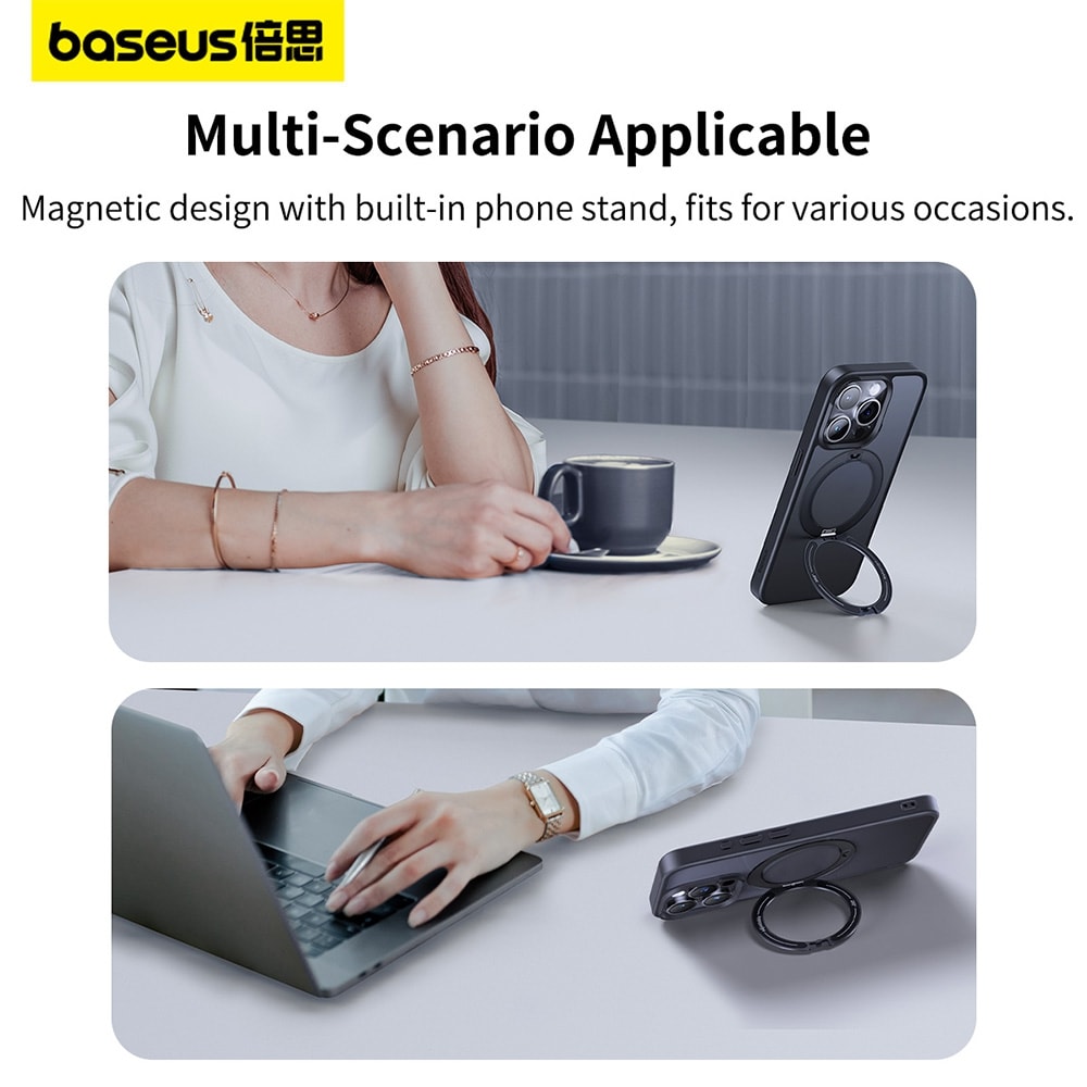 Baseus CyberLoop Series Magnetic Phone Case for iPhone 15 Plus-Frosted Black