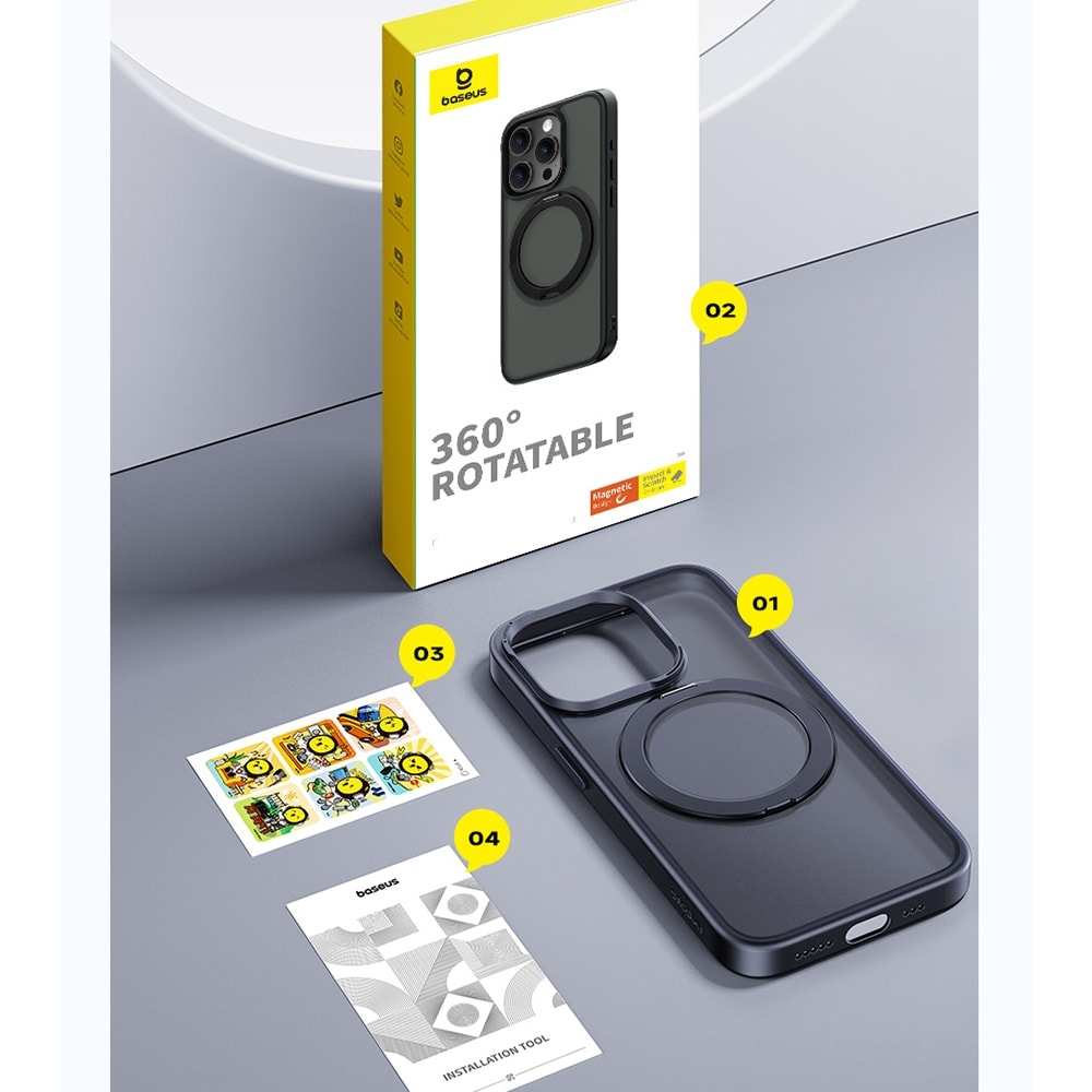 Baseus CyberLoop Series Magnetic Phone Case for iPhone 15 Pro-Frosted Black