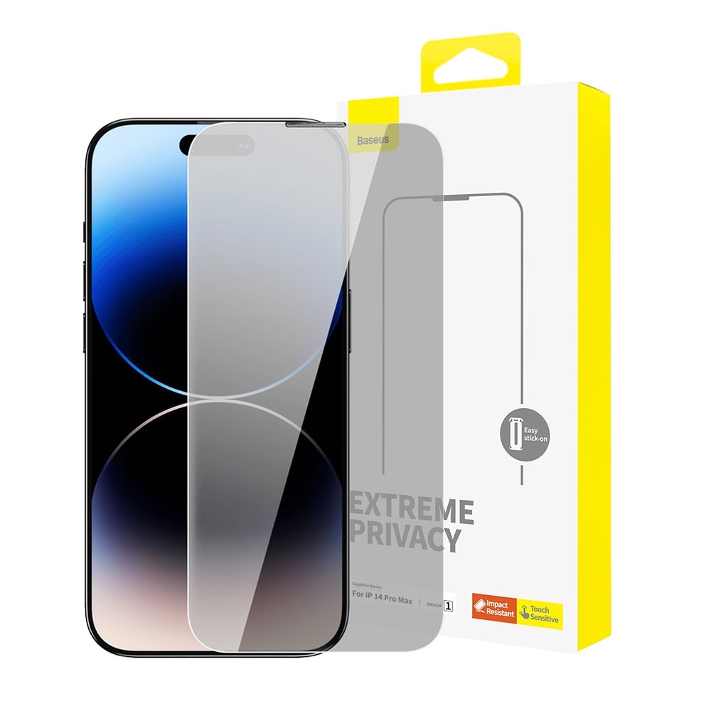 Baseus Sapphire Series Privacy Protection Tempered Glass Screen Protector (with Dust Filter) For iPhone 14 Pro Max