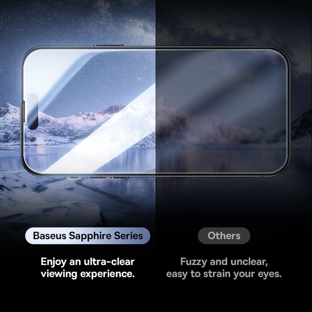 Baseus Sapphire Series Privacy Protection Tempered Glass Screen Protector (with Dust Filter) for iPhone 15 Pro