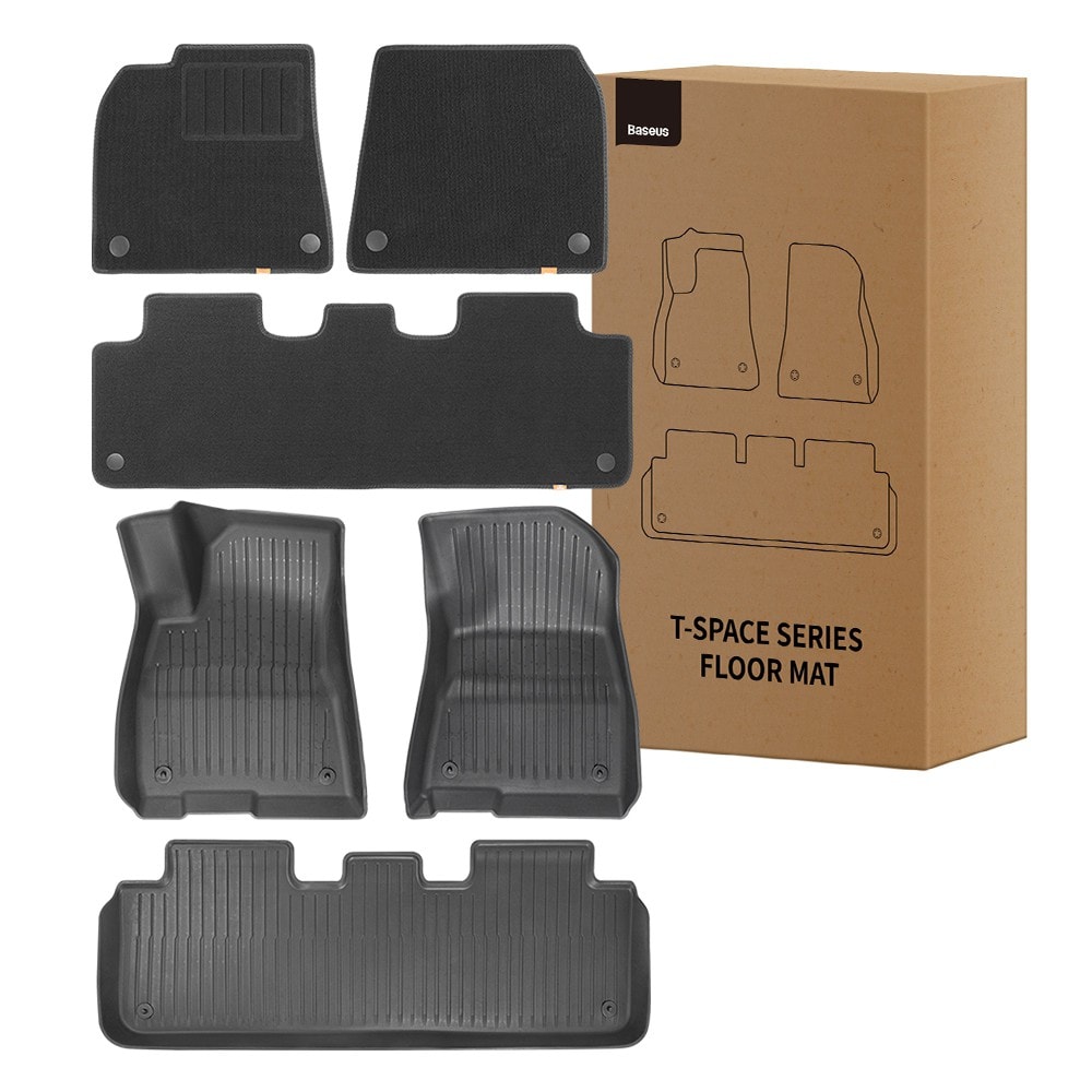 Baseus T-Space Series 6-Piece Floor Mat for Tesla Model Y (Right-Hand Drive Edition)-Polypropylene Cluster