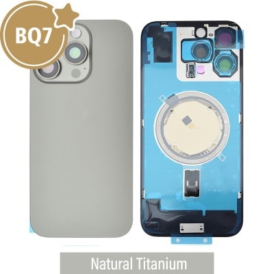 BQ7 Rear Cover Glass with Camera Lens Glass and Magsafe Magnet for iPhone 16 Pro Max (NO LOGO)-Natural Titanium