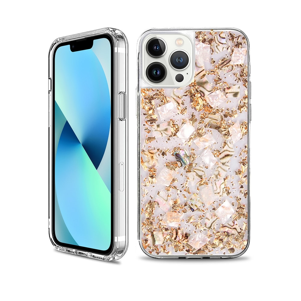 Dried Flower Bling Gold Foil Clear Case Cover for iPhone 14 Max