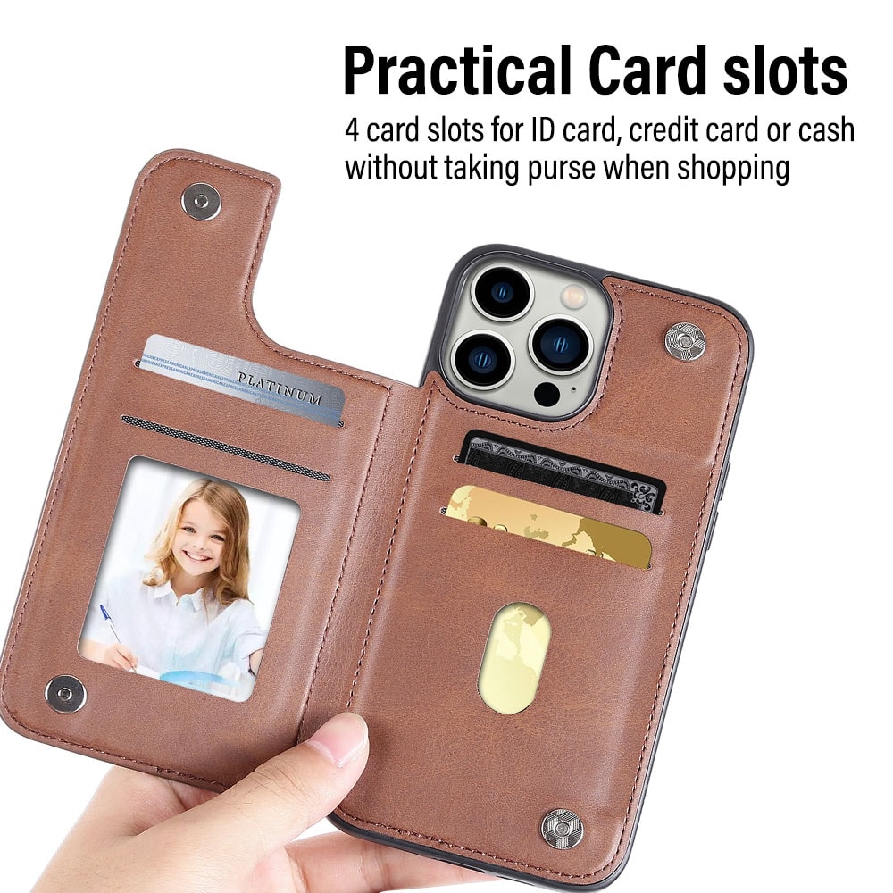 Hanman Back Flip Leather Wallet Shockproof Cover Case for iPhone 14 Max