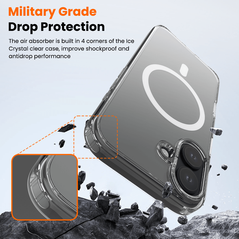 REDEFINE Ice-transparent Anti-fall Case Cover With Magnetic Ring for iPhone 13 / 14