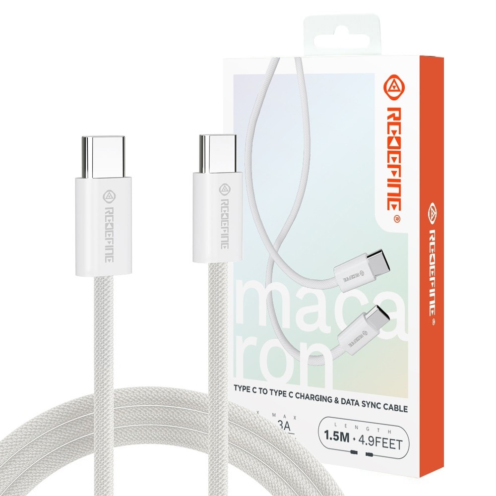 REDEFINE Type-C to Type-C Charging & Data Sync Cable Compatible for iPhone 15 Series-White